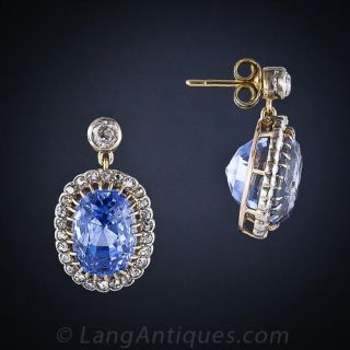 Antique Sapphire and Diamond Earrings