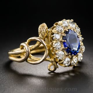 Antique Sapphire and Diamond Snake Ring