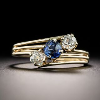 Antique Sapphire and Diamond Three-Stone Ring - 3