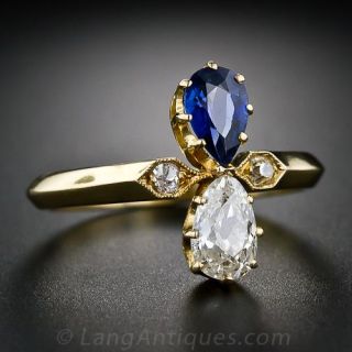 Antique Sapphire and Diamond Twin-Stone Ring