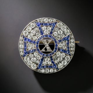Antique Sapphire and Diamond 'X' Pin