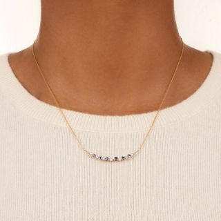 Antique Sapphire and Pearl Crescent Necklace