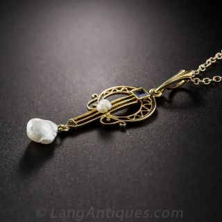 Antique Sapphire and Pearl Necklace 