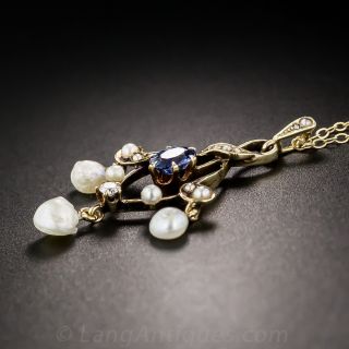 Antique Sapphire and pearl Pendant