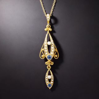Antique Sapphire and Seed Pearl Lavaliere  - 2