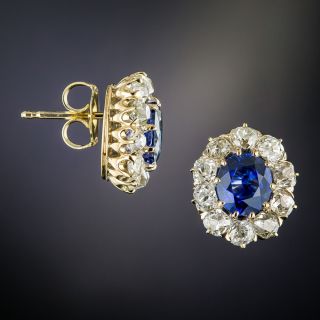Antique Sapphire & Diamond Halo Stud Earrings