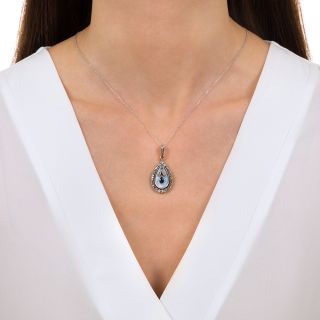 Antique Sapphire, Guilloche Enamel and Diamond Pendant Locket