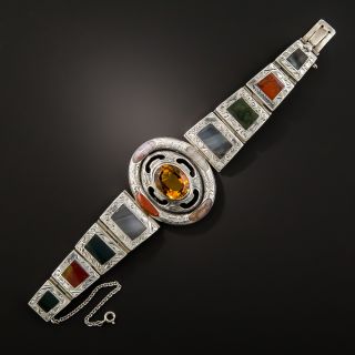 Antique Scottish Agate and Citrine Bracelet