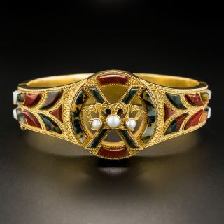 Antique Scottish Agate and Pearl Bangle Bracelet - 3