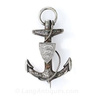 Antique Scottish Anchor and Coat of Arms Pin