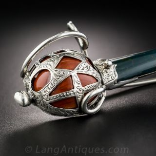Antique Scottish Bloodstone and Jasper Sword Brooch
