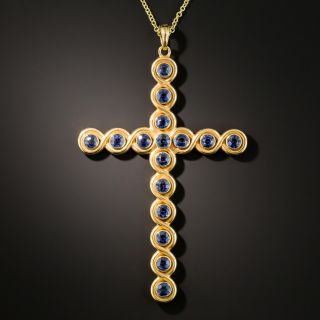 Antique Sculpted Sapphire Cross - 3