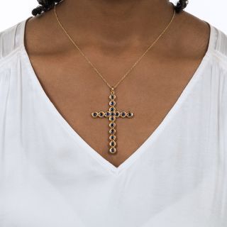 Antique Sculpted Sapphire Cross