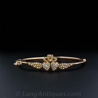 Antique Diamond Seed Pearl Bracelet 