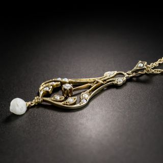Antique Seed Pearl and Diamond Lavaliere 