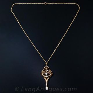Antique Seed Pearl and Diamond Necklace