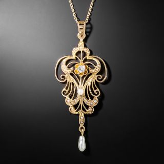Antique Seed Pearl and Diamond Pendant, Circa 1900 - 2