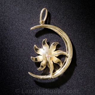 Antique Seed Pearl and Diamond Pendant