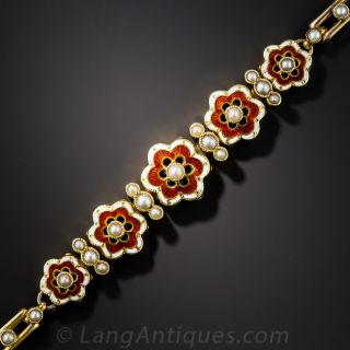 Antique Seed Pearl and Enamel Bracelet