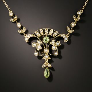 Antique Seed Pearl and Peridot Necklace - 3