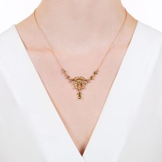 Antique Seed Pearl and Peridot Necklace