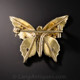 Antique Seed Pearl and Ruby Butterfly Pin - Riker Bros.