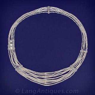 Antique Seed Pearl Diamond Necklace