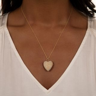 Antique Seed Pearl Heart Pendant/Pin by Krementz