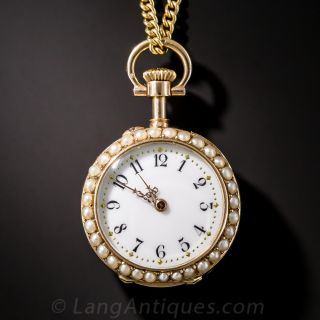 Antique Seed Pearl Pendant Watch 
