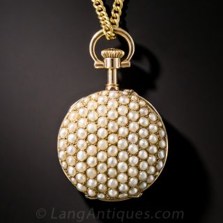 Antique Seed Pearl Pendant Watch 