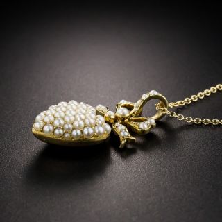 Antique Seed Pearl Puffed Heart Pendant 