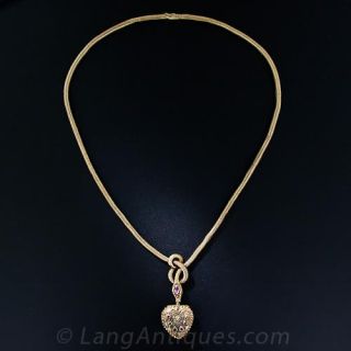 Antique Serpent and Heart Locket Necklace