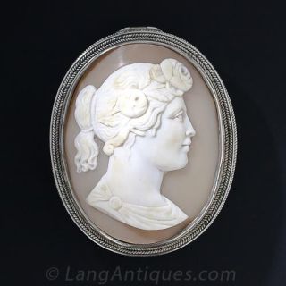 Antique Silver Cameo Box - 1