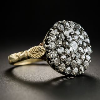 Antique Silver Over Gold Diamond Cluster Ring
