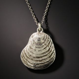 Antique Silver Oyster Pendant Locket