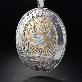 Antique Silver Souvenir Locket and Chain
