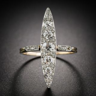 Antique Slender Navette Diamond Ring