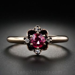Antique Spinel and Diamond Ring