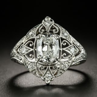Antique Style 1.04 Carat Cushion-Cut Diamond Platinum Ring GIA F VS2 - 2