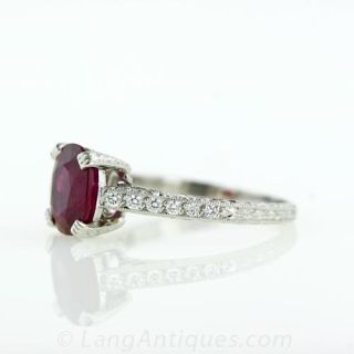 Antique Style 2.29 Carat Ruby and Diamond Ring