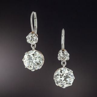 Antique Style 8.13 Total Carat Weight Diamond Dangle Earrings - GIA - 1
