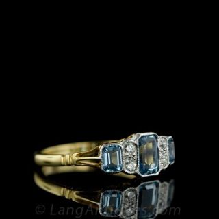 Antique Style Aquamarine and Diamond Ring
