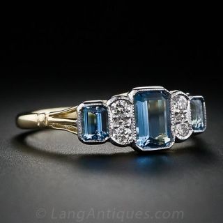 Antique Style Aquamarine and Diamond Ring