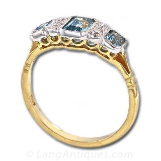 Antique Style Aquamarine and Diamond Ring