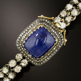 Antique Style Cabochon Tanzanite and Rose-Cut Diamond Bracelet - 2