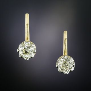 Antique Style Diamond 2.41 Carat Earrings - GIA - 2