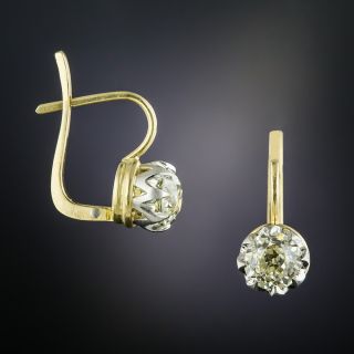 Antique Style Diamond 2.41 Carat Earrings - GIA