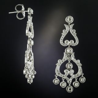 Antique Style Diamond Chandelier Drop Earrings