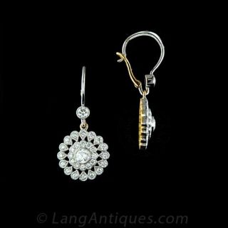 Antique Style Diamond Cluster Drop earrings