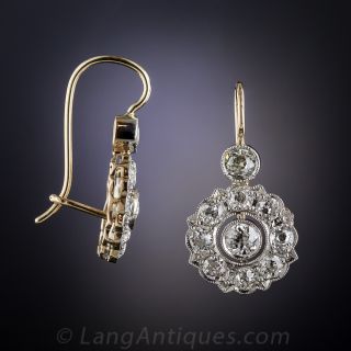 Antique Style Diamond Cluster Earrings